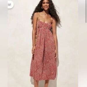 J. Crew Empire-waist midi dress in strawberry swirl print Large NWT